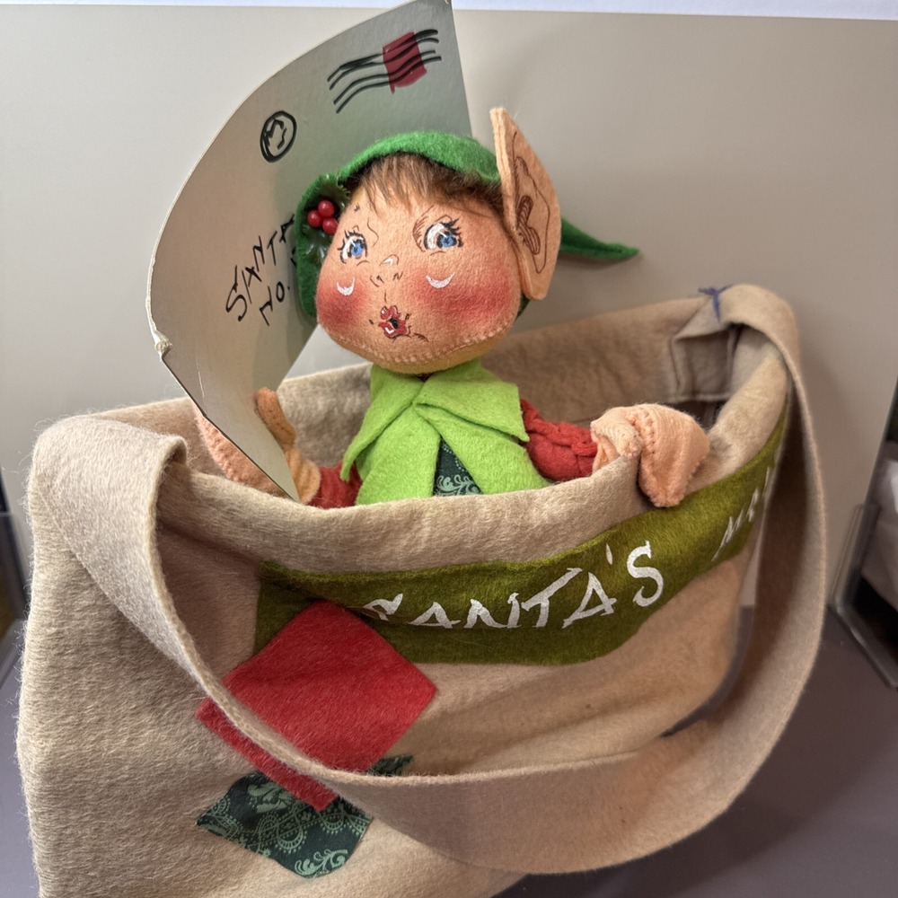 Annalee Christmas Santa's Mail Bag w/ Smiling Elf Inside